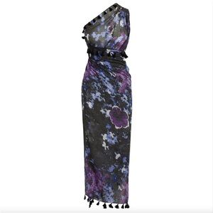 Peter Som Dream Floral Fringe Sarong Wrap Cover Up New